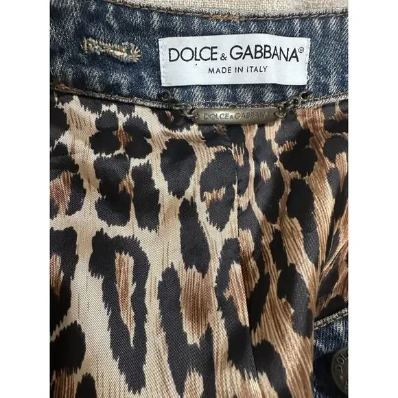 Dolce & Gabbana Jacket Denim Linen Leopard Italy Women's Eu 40 US 6 - Picture 12 of 16